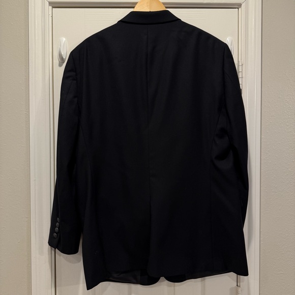 Hart Schaffner Marx 46R Black Silver Button Blazer Suit Jacket Sport Coat FLAW - Picture 2 of 9